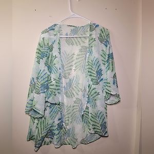 Sheer leaf print kimono. No clothes tag - one size fits all